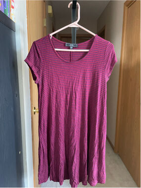 Women's Vibe Sportswear Burgundy Navy Striped Dress M